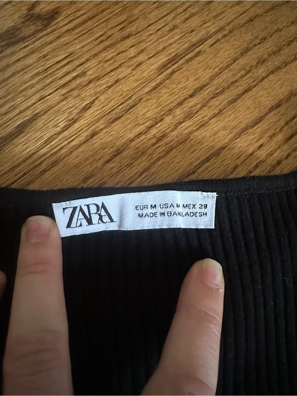 Zara Black Knit Tie-Front Cropped Top